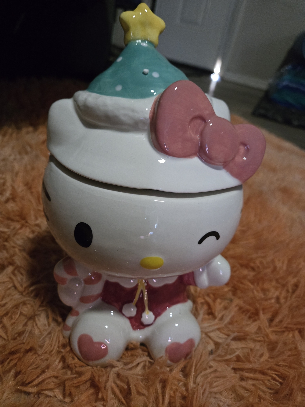 Blue Sky Hello Kitty Ceramic Jar in Pink, Teal and Yellow